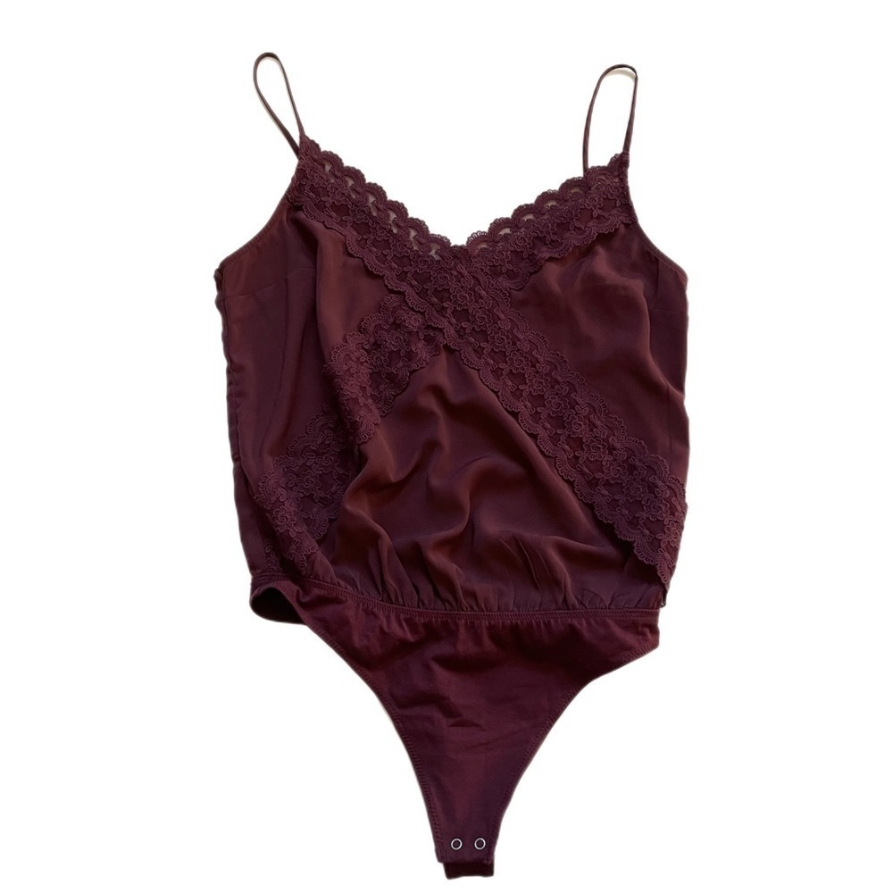 NWT Abercrombie & Fitch Burgundy Lace Tank Bodysuit